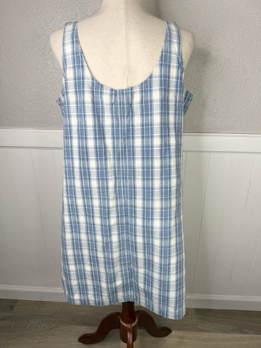 Vintage Plaid Jumper Dress Sz. L Blue Check Jumoef Dress - Picture 7 of 12